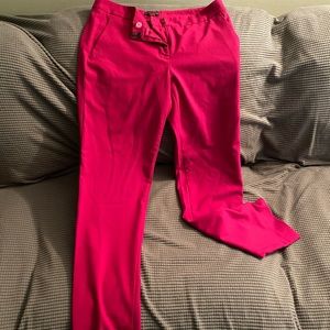 Hot pink work pants.